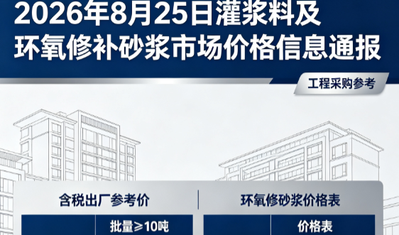 东光2026年8月25日灌浆料及环氧修补砂浆市场价格信息通报